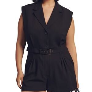 By Anthropologie Tailored Black Blazer Romper Size XL